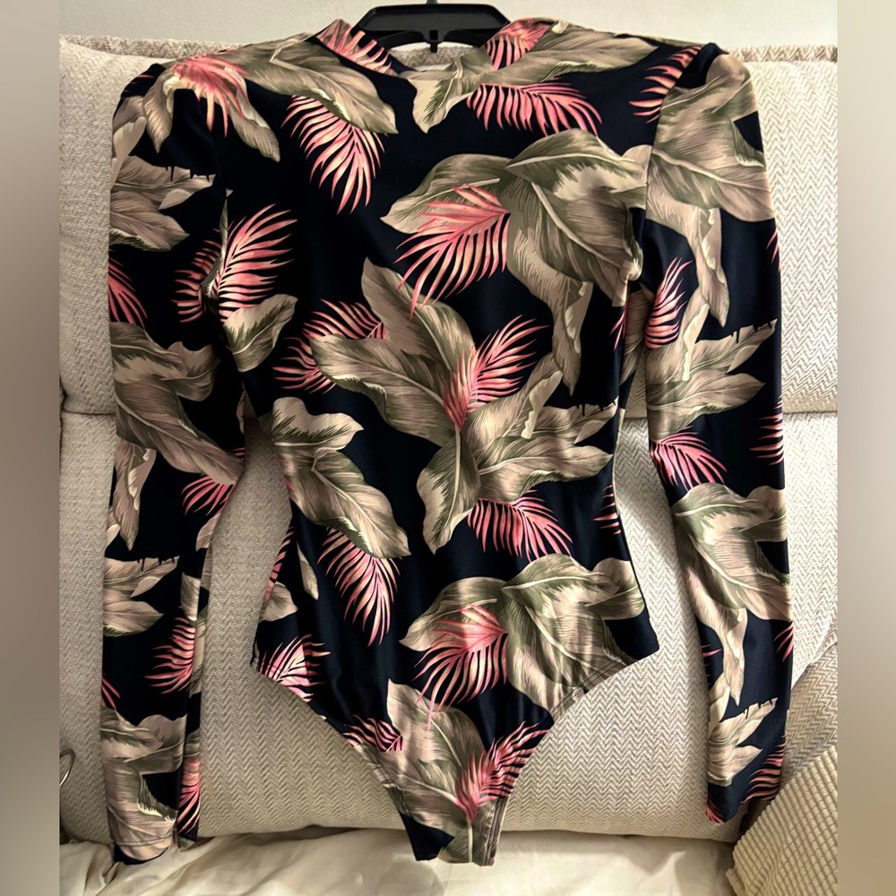 Floral Long Sleeve Onesie Rash Guard/ Swim suit